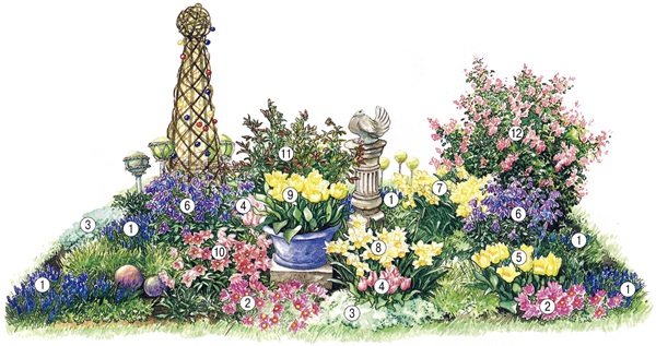 Vakre blomster for en blomsterbed