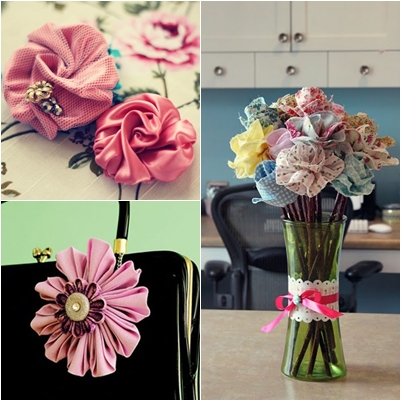 Satin blomster med egne hender