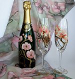 Decoupage av flasker champagne