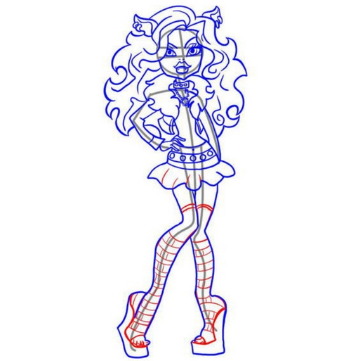 Hvordan tegne Claudine Woolf fra "Monster High"?