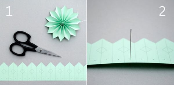 Vakre snøfinger for nyttår 2017 med egne hender av papir - diagrammer og bilder i faser. Master klasser for barn på store snøflak i origami teknikk