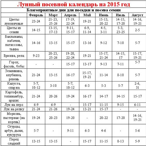 Såingskalender 2015: Vi planlegger å jobbe fra januar til desember