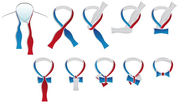 Ordningen om å knytte en sommerfugl og lage en bowtie med egne hender