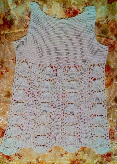 Openwork sommerbluse "Romance of Summer" med strikkepinner