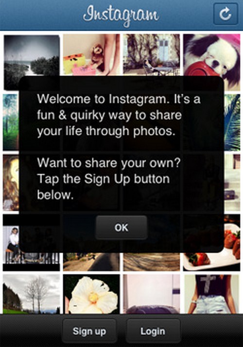 Instruksjoner for registrering i Instagram
