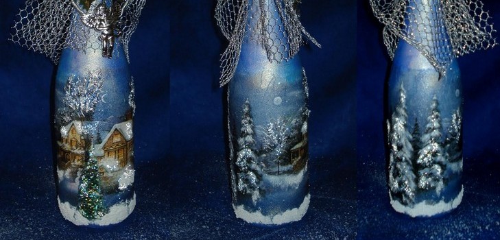 Decoupage av champagne til nyttår