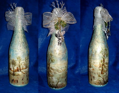 Decoupage av champagne til nyttår