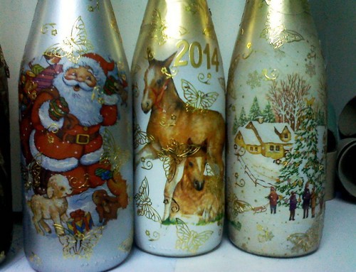 Decoupage av champagne til nyttår