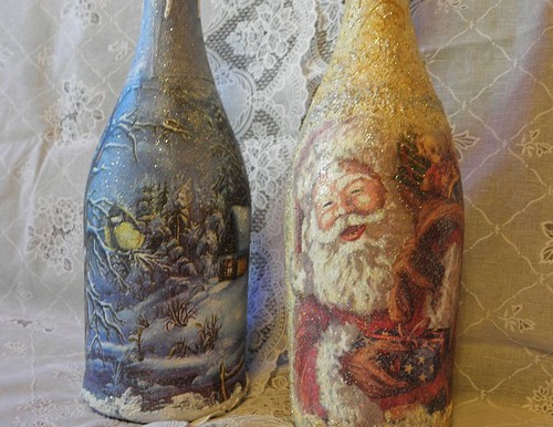 Decoupage av champagne til nyttår