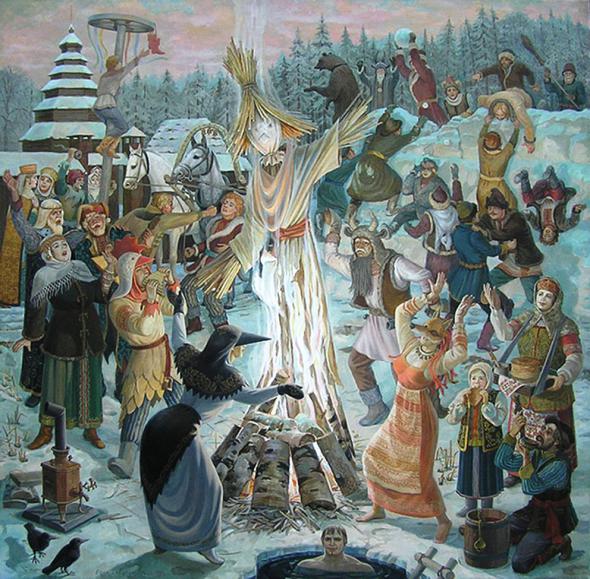 Hvordan tegner Shrovetide? Tegn en vårferie med barna