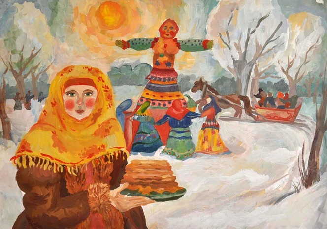 Hvordan tegner Shrovetide? Tegn en vårferie med barna