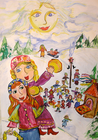 Hvordan tegner Shrovetide? Tegn en vårferie med barna
