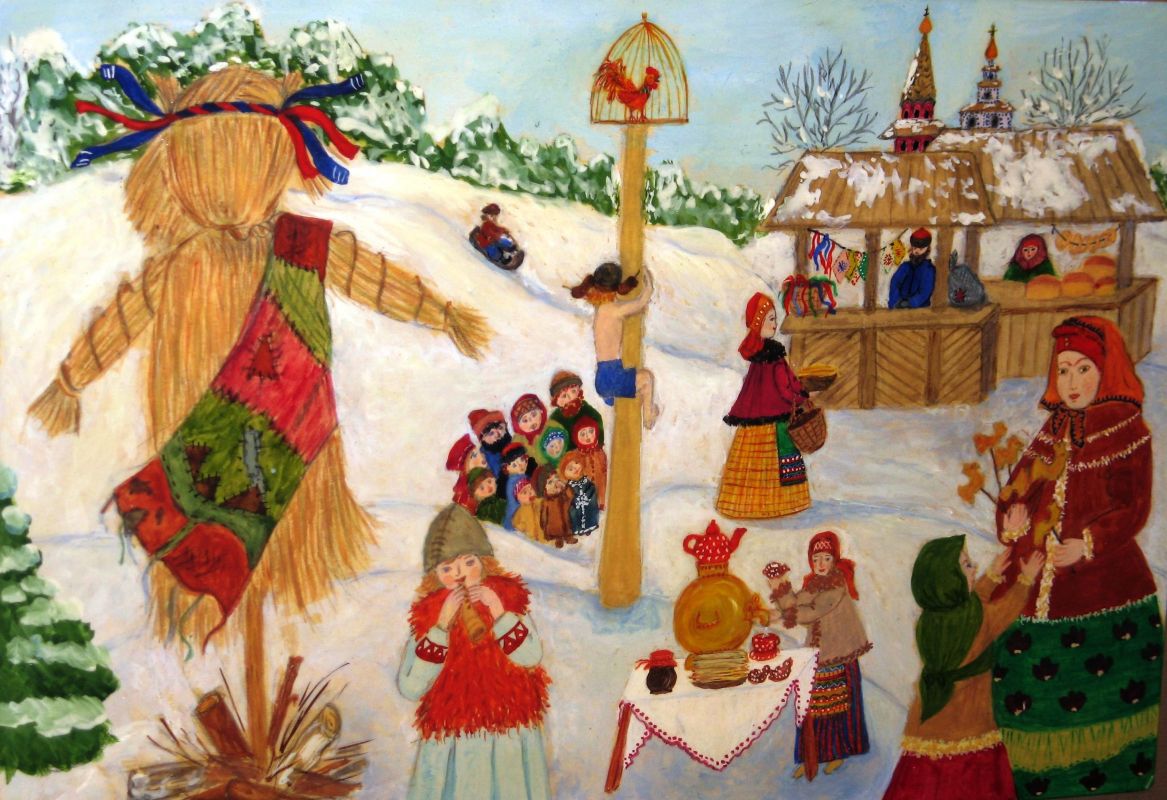 Hvordan tegner Shrovetide? Tegn en vårferie med barna