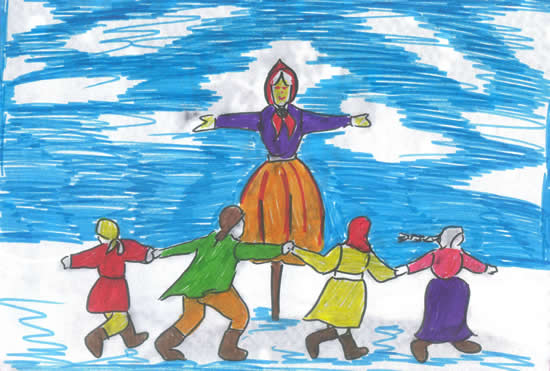 Hvordan tegner Shrovetide? Tegn en vårferie med barna