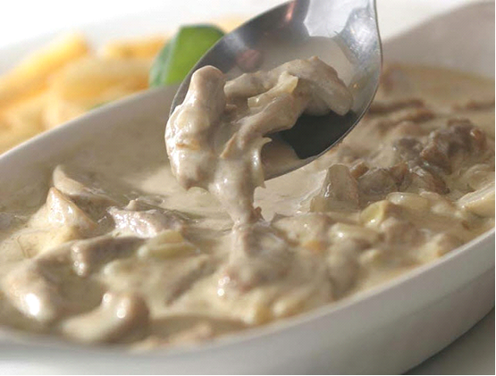 biff stroganoff med sennep