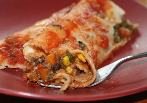 Enchiladas med bønner og rotgrønnsaker