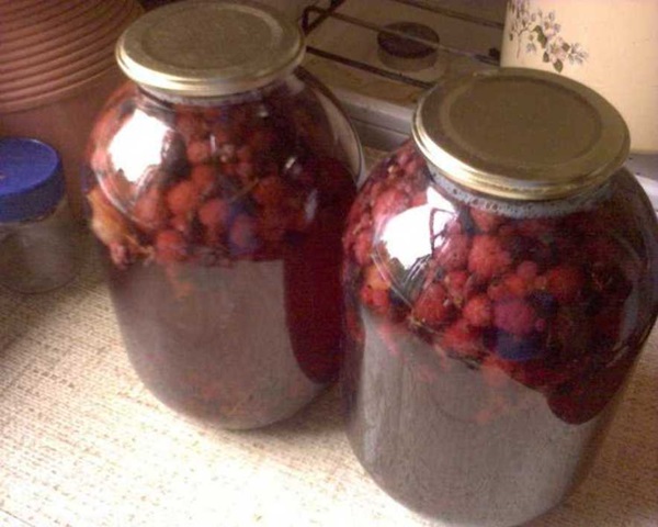 Delicious compote av bringebær for vinteren