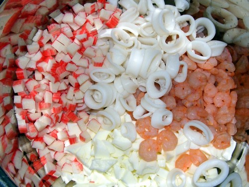 Reker salat med krabbe pinner