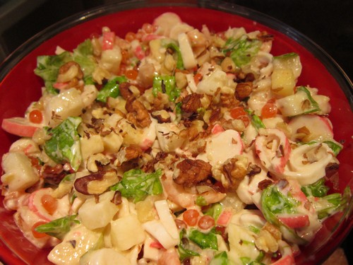 Reker salat med krabbe pinner